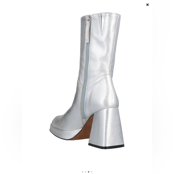 New Rare Silver Leather Retro Style Boots - Picture 4 of 6